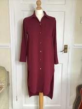 Made in Italy Long Plum Shirt Dress With High Low Hem - Sz S 8/10