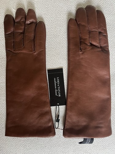 Brown leather cashmere lined - brown,