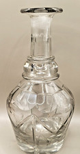Antique Crystal Decanter With Star Cut Base & Pontil Mark. Ring Necked. Refxed.