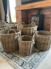 Round Rattan wicker log baskets, storage/ blanket baskets