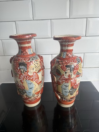 Pair vintage hand painted - pair,