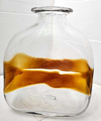 Vase glass clear - and, amber