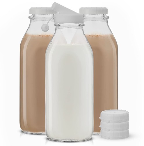 Glass milk bottles with - with, lids