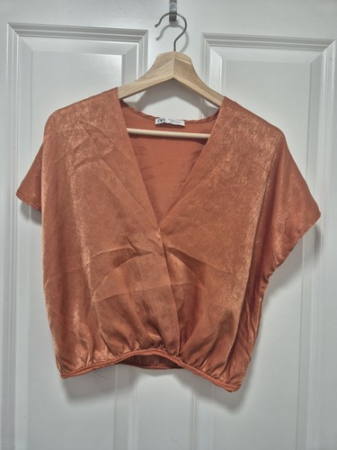 Zara rust orange satin wrap - zara,