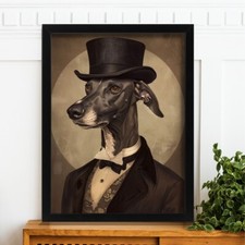 Elegant Greyhound in Top Hat &