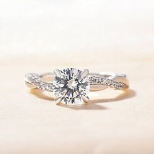 1.2ct Round Cut Moissanite Infinity Women Engagement Ring 14K White Gold Plated