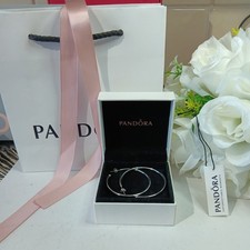 Genuine Pandora  Large Round Hoop Earrings 297691CZ Retired