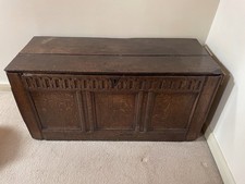 Antique Oak Coffer Chest 18th/Early 19th Century Blanket Box
