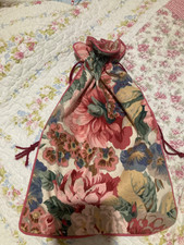 Vintage Sanderson Rose & Peonies Drawstring Toiletries Wash Bag