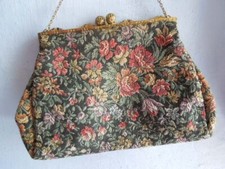 Vintage 1930s Tapestry Handbag Petit Point Needlepoint Floral Design