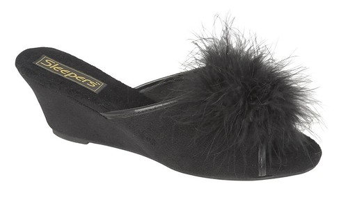 Ladies black fluffy rosette - ladies,