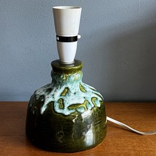 Vintage Pottery Green Drip Glaze Fat Lava Table Lamp Base Mid Century Retro