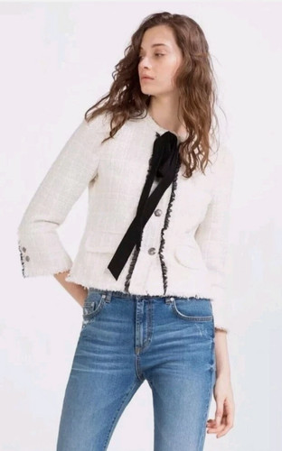 Zara white tweed jacket cream - zara,