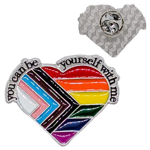 Yourself rainbow pin badge - rainbow,