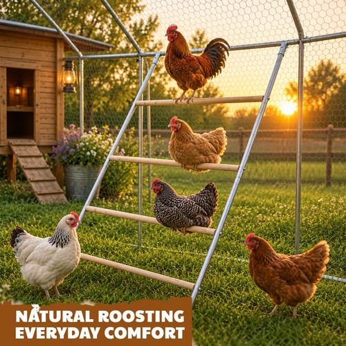 Chicken roosting wooden perch - chicken,