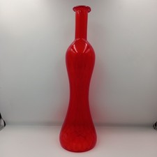 Empoli Italian Optic Red Hourglass Glass Decanter Bottle 42cm Missing Stopper