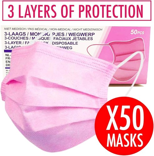 50x pink disposable face - pink, masks