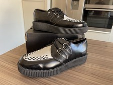 T.U.K round toe Creeper Shoes uk 11 Eur 45 Black White Rockabilly worn twice 