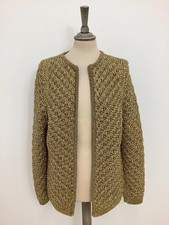 Rare vintage 1960s Frank Usher cardigan gold lurex woven cocktail jacket #V3