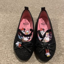 Minnie Mouse Disney Girls Black Sparkly Shoes Size 11