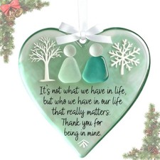 Heart-Shaped Sea Glass Friendship Decor Pendant Christmas Tree Hanging Ornament