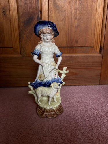 Vintage shepherdess with - with, lamb