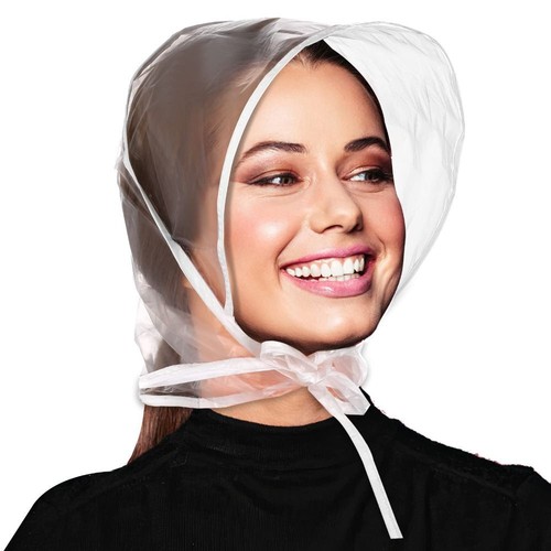 Plastic rain hats - plastic, clear