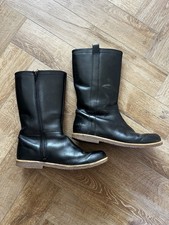 CLARKS Black Leather Side Zip Up Mid Calf Boots Girls/Womens UK 5.5 EUR39 KD022