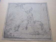 Antique C18th Old Master Drawing, Infant Child