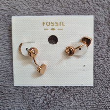Fossil Leather Wrist Band Strap & Earrings Bundle