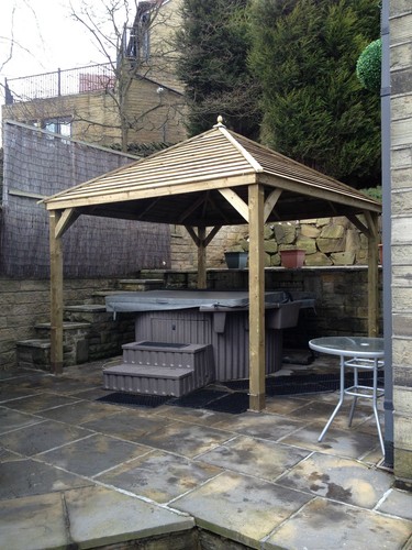 Wooden gazebo spa hot - wooden,