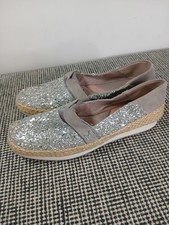 Butterfly Twist Canvas Glitter Shoes Size UK 5 EU 38 Grey Silver Womens Slip On 