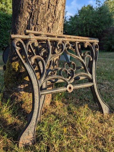 Vintage cast iron table bench - cast,