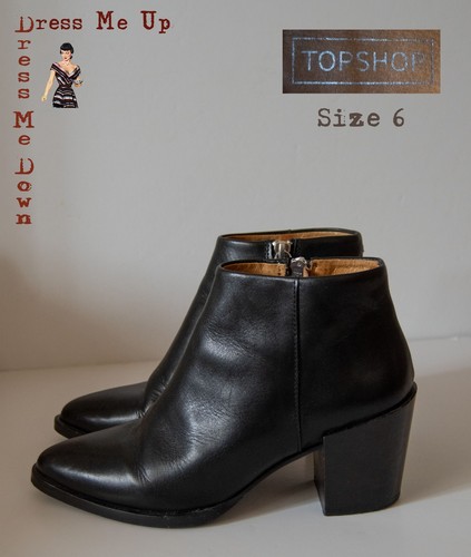 Topshop black leather ankle - black,