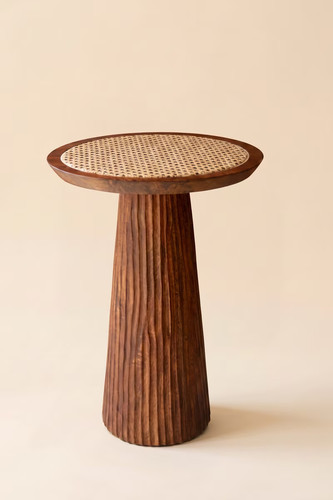 Round wooden side table - table, with