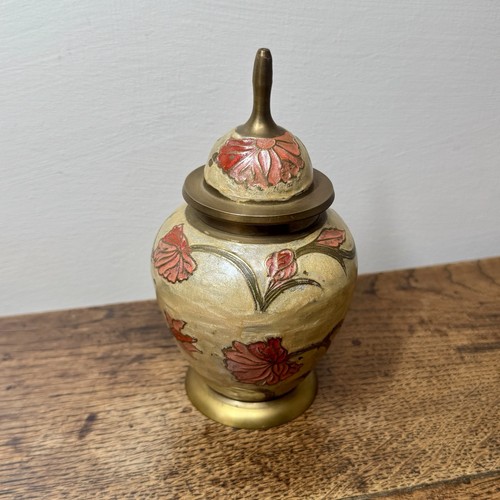 Vintage floral enamelled brass - enamelled,