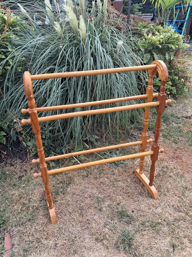 Vintage pine wood towel rail - pine,
