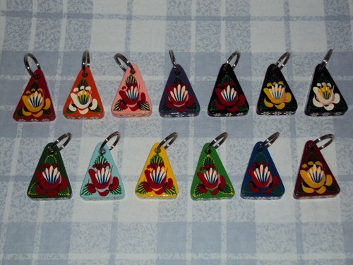 Triangular wooden key ring - wooden,