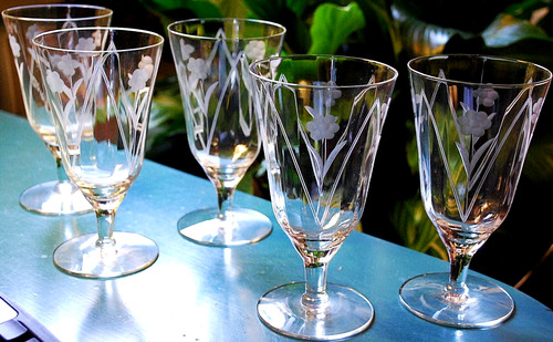 Vtg set hand cut - floral, &
