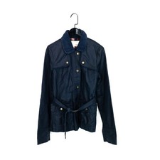 Coated Navy Button Up Collared
