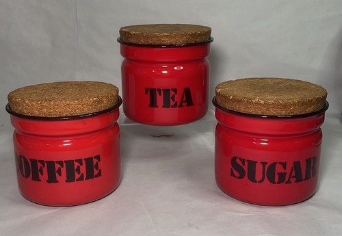 Vintage red enamel tea - vintage, coffee