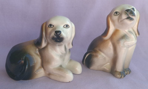 Vintage ceramic dogs salt - vintage,