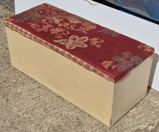 Vintage Blanket Box Ottoman Storage Footlocker Hardboard with Upholstered Lid