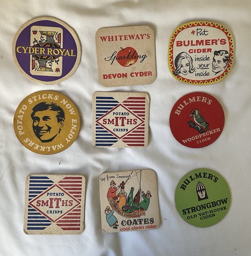 Beer mats cider - &, crisps