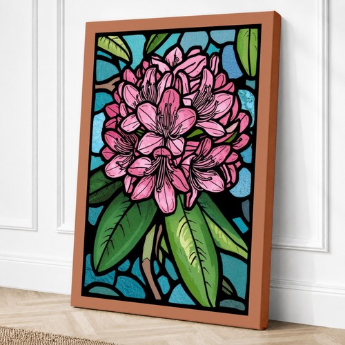 Stained glass peony - stained, botanical