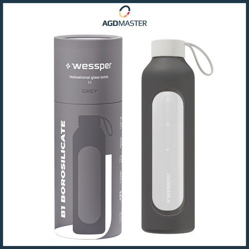 Water bottle glass - 1l, with
