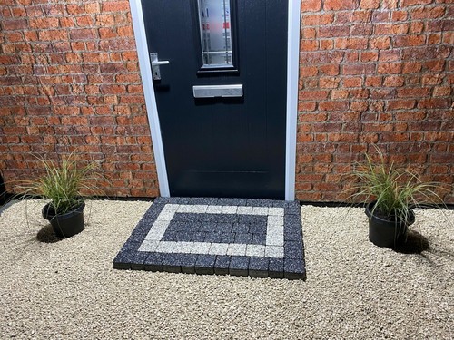Exterior door step brick - door,
