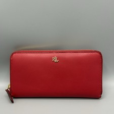 Ralph Lauren Continental Full Grained Red Leather Zip Around Wallet RRP £159