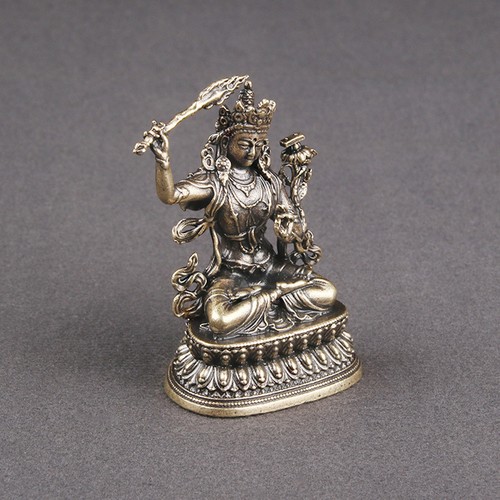 Golden brass buddha figurine - golden,