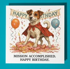Jack Russell Terrier - Happy Birthday Card & Envelope - Personalised dog card